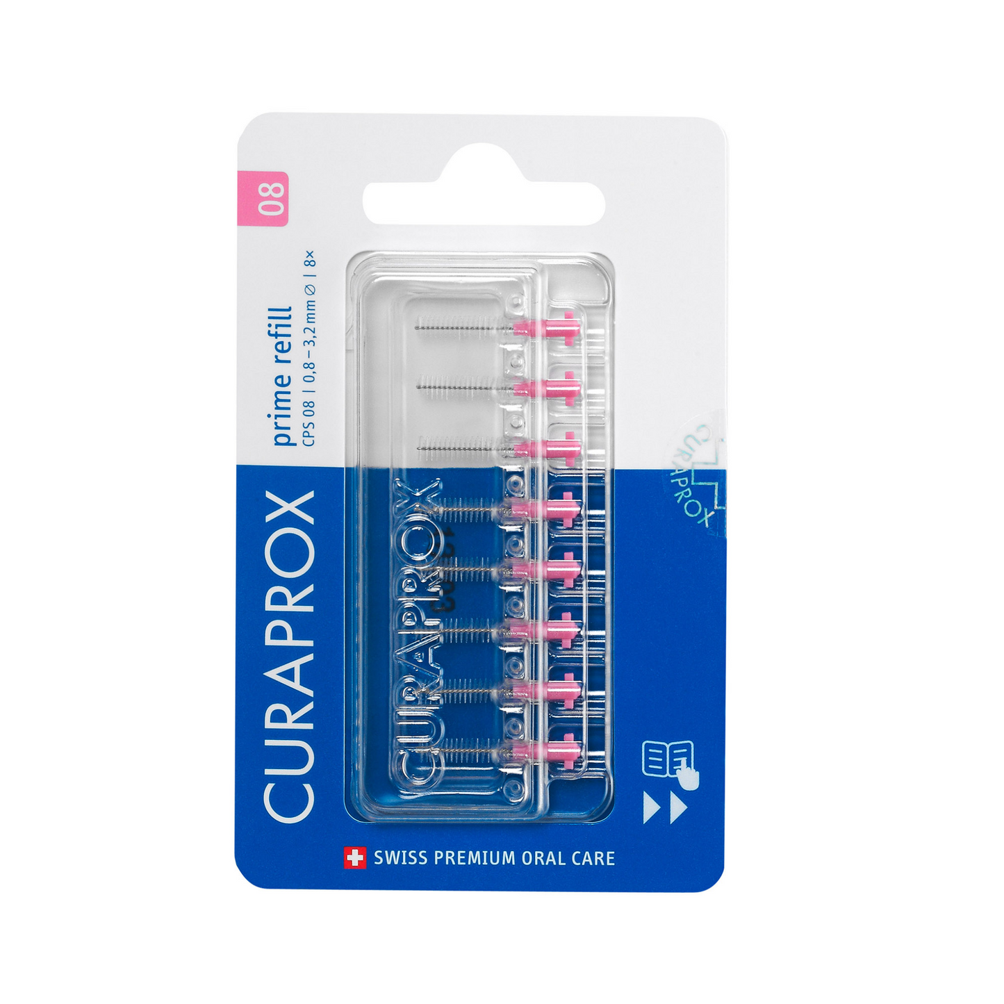CPS 08 Prime start start interdentale borstels, roze, 8-pack refill