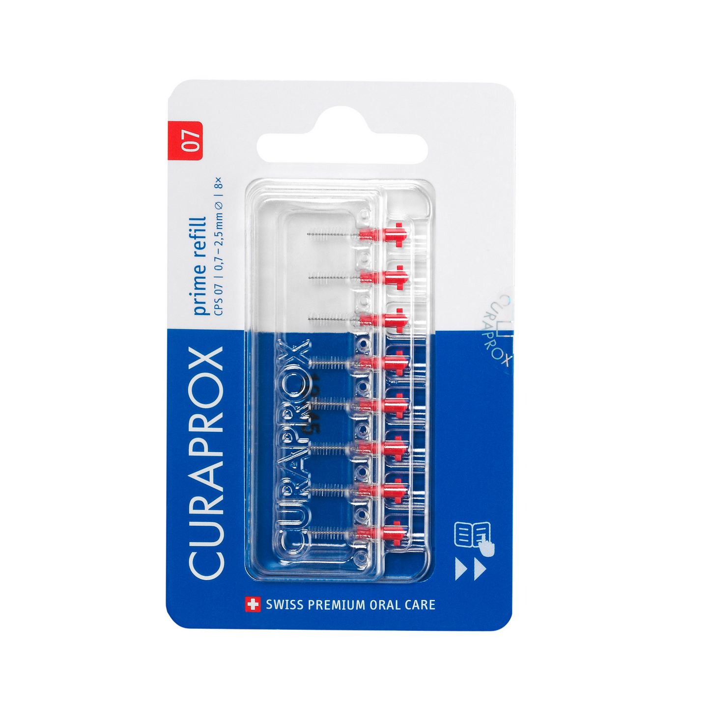 CPS 07 Prime start start interdentale borstels, rood, 8-pack refill