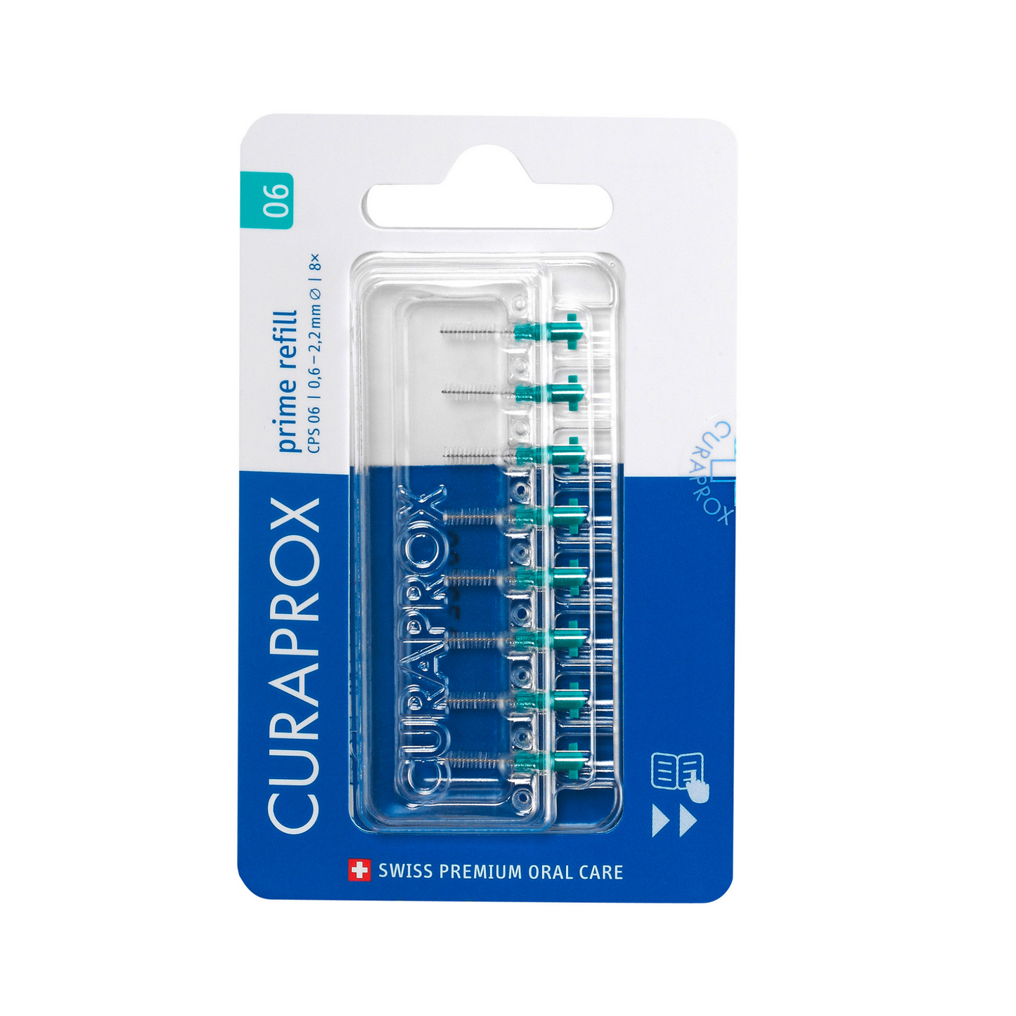 CPS 06 Prime start start interdentale borstels, turquoise, 8-pack refill