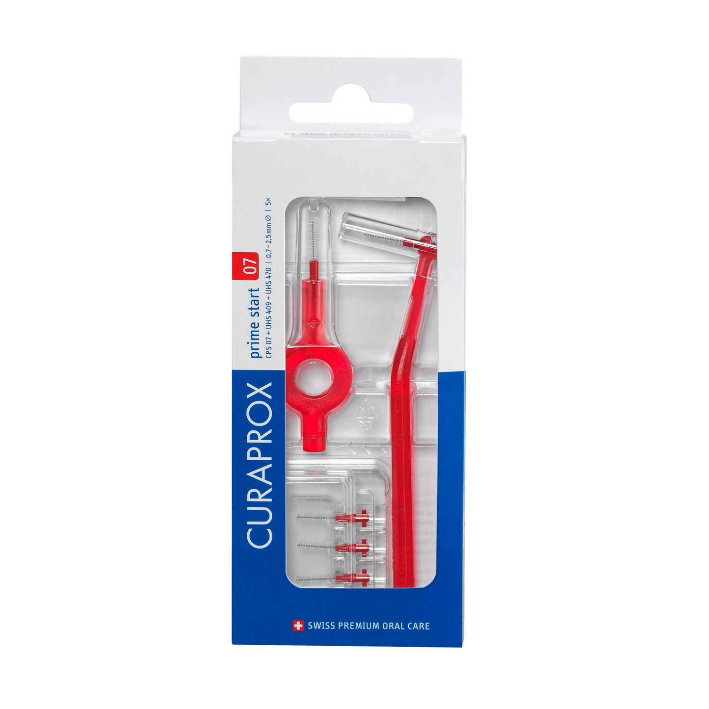 CPS 07 Prime start interdentale borstel starter kit, rood, 5 borstels + 2 houders
