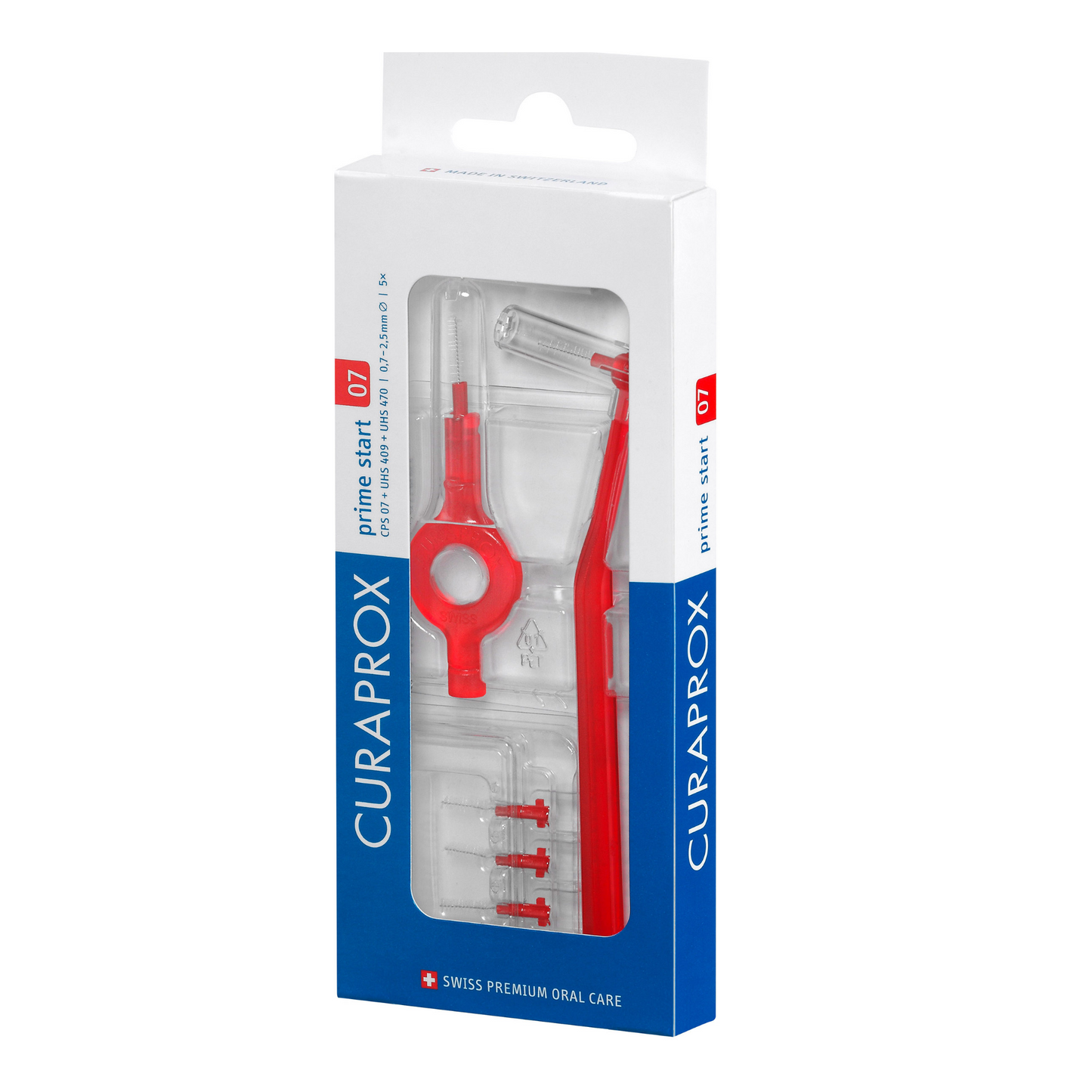CPS 07 Prime start interdentale borstel starter kit, rood, 5 borstels + 2 houders