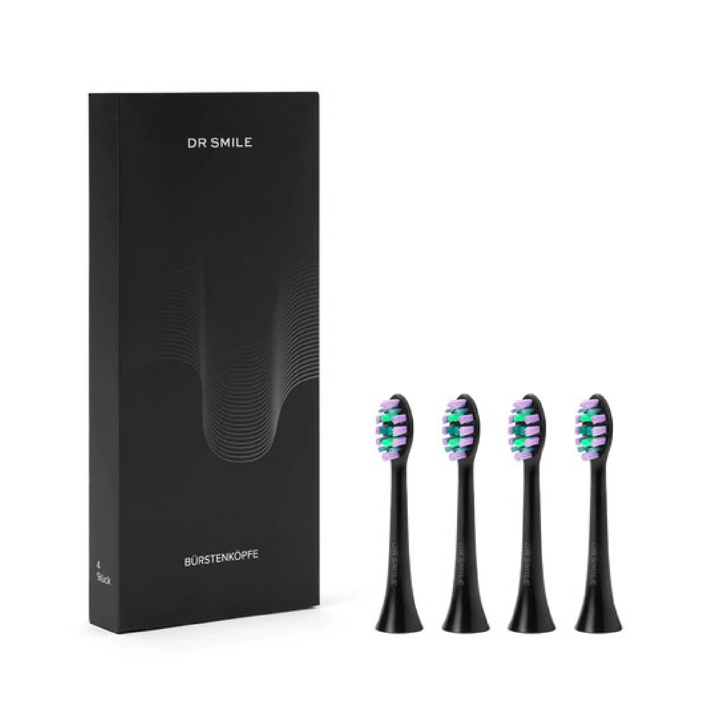 Opzetborstels voor de DR SMILE sonische tandenborstel, set van 4, zwart